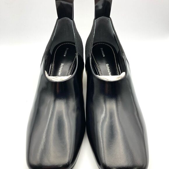 Proenza Schouler Leather Pump Chunky Gold Tone Square Heel Size 37 US 7 - Picture 4 of 8